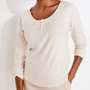 Haven Well Within Striped Ribbed Henley Long Sleeve Tee